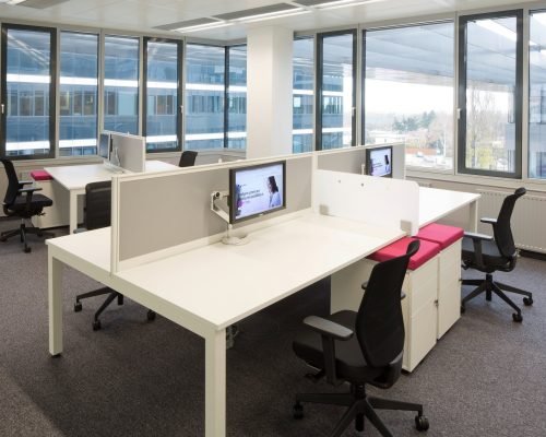 Workstation with storage furniture fusion
