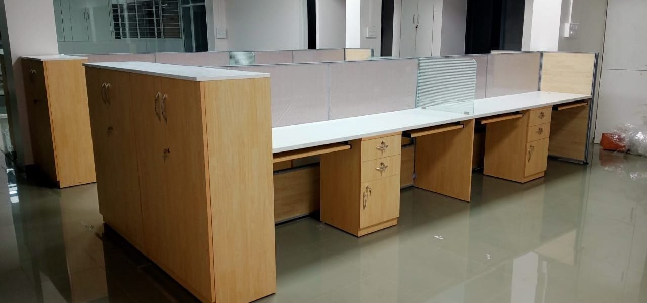 wooden-double-Linear modular workstation